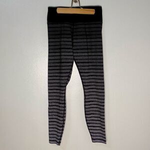 NEW Lorna Jane Rapid Core Full Length Black and White Stripe Ombré Leggings | S